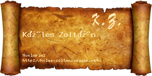 Köles Zoltán névjegykártya